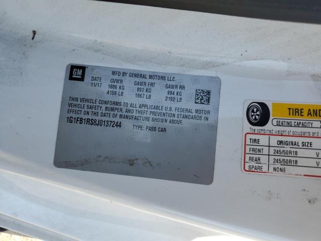 1G1FB1RS8J0137244 - 2018 CHEVROLET CAMARO LT WHITE photo 12