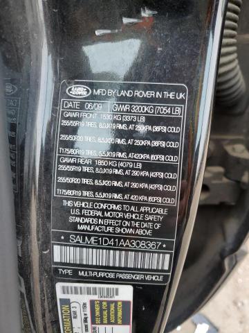 SALME1D41AA308367 - 2010 LAND ROVER RANGE ROVER HSE BLACK photo 13