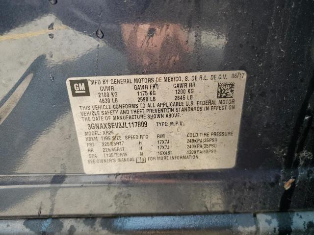 3GNAXSEV3JL117809 - 2018 CHEVROLET EQUINOX LT ლურჯი ფოტო 13