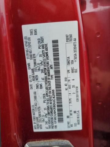 1FMCU9HX6DUC42888 - 2013 FORD ESCAPE SEL RED photo 13