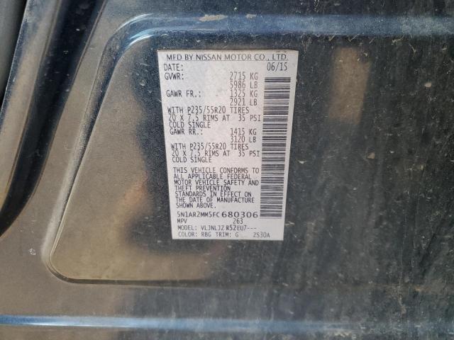 5N1AR2MM5FC680306 - 2015 NISSAN PATHFINDER S BLUE photo 13