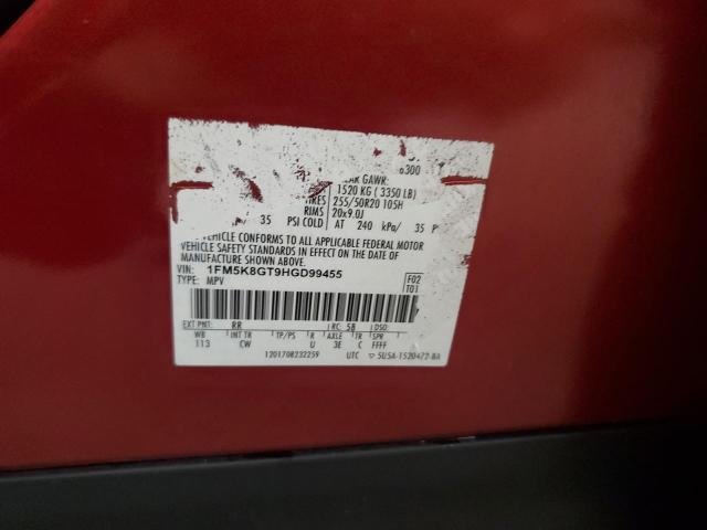 1FM5K8GT9HGD99455 - 2017 FORD EXPLORER SPORT Rot Foto 13