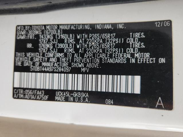 5TDBT44A97S284097 - 2007 TOYOTA SEQUOIA SR5 Ağ foto 14