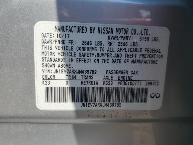 JN1EV7ARXJM439782 - 2018 INFINITI Q50 LUXE 银色 照片 12