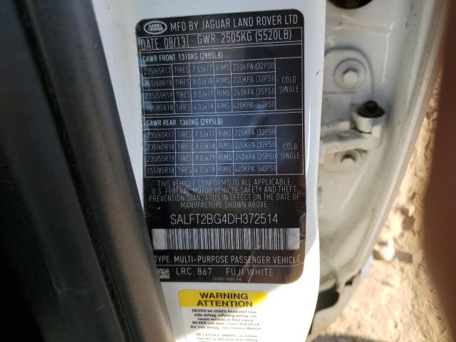 SALFT2BG4DH372514 - 2013 LAND ROVER LR2 HSE TECHNOLOGY WHITE photo 13