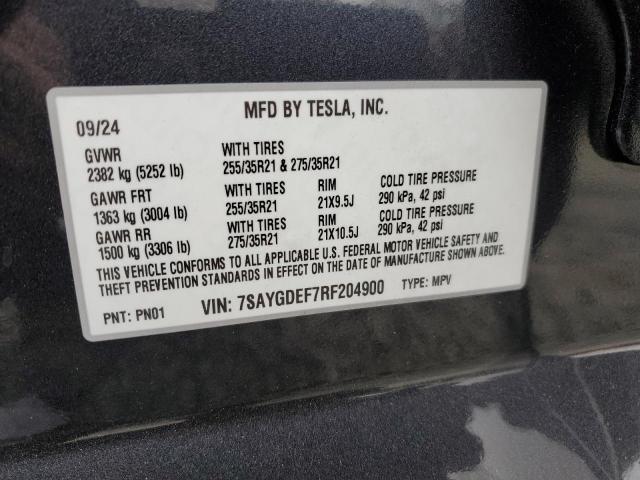 7SAYGDEF7RF204900 - 2024 TESLA MODEL Y Գրաֆիտ լուսանկար 13