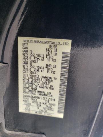 1N6BA06A06N557294 - 2006 NISSAN TITAN XE BLACK photo 12