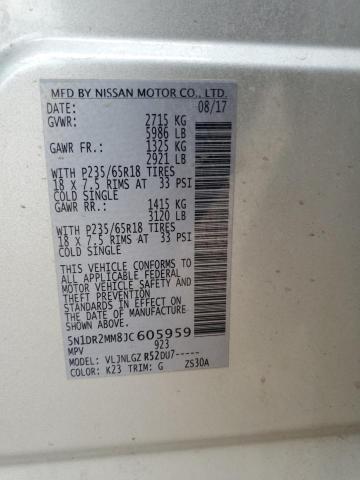 5N1DR2MM8JC605959 - 2018 NISSAN PATHFINDER S Srebrny zdjęcie 13