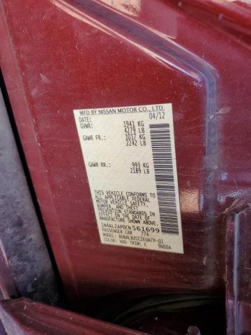 1N4AL2AP0CN561699 - 2012 NISSAN ALTIMA BASE Granate foto 12