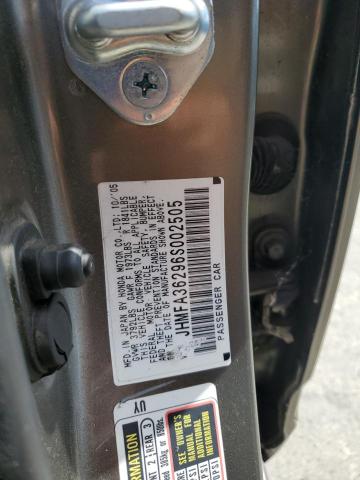 JHMFA36296S002505 - 2006 HONDA CIVIC HYBRID GRAY photo 12