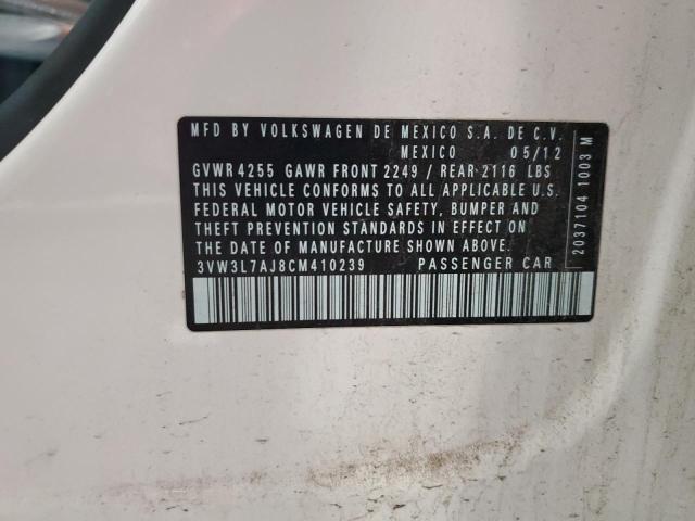 3VW3L7AJ8CM410239 - 2012 VOLKSWAGEN JETTA TDI WHITE photo 12