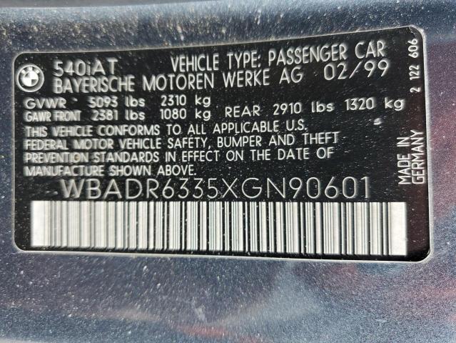 WBADR6335XGN90601 - 1999 BMW 540 IT AUTOMATIC GRAY photo 13