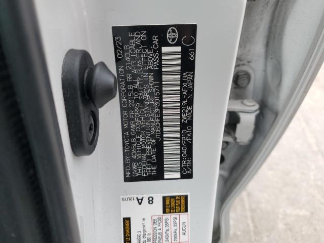 JTDBCMFE3P3015711 - 2023 TOYOTA COROLLA LE Սպիտակ լուսանկար 12