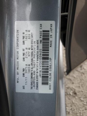 JM1BL1V73C1559455 - 2012 MAZDA 3 I SILVER photo 12