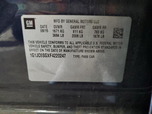 1G1JC6SGXF4220247 - 2015 CHEVROLET SONIC LT BLUE photo 12