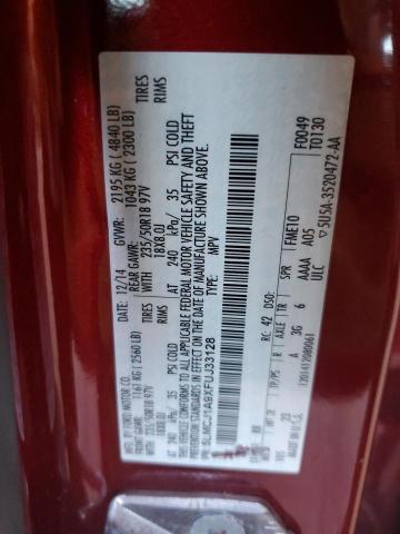 5LMCJ1A9XFUJ33128 - 2015 LINCOLN MKC RED photo 13