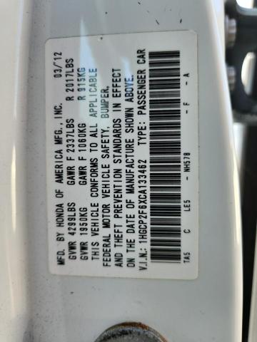 1HGCP2F6XCA133462 - 2012 HONDA ACCORD SE WHITE photo 12
