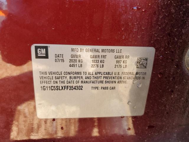 1G11C5SLXFF354302 - 2015 CHEVROLET MALIBU 1LT BURGUNDY photo 12