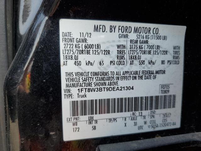 1FT8W3BT9DEA21304 - 2013 FORD F350 SUPER DUTY BLACK photo 13