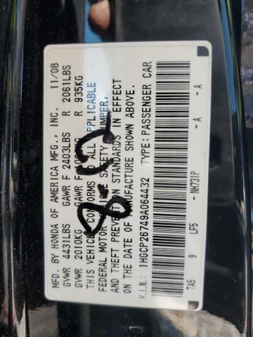 1HGCP26749A064432 - 2009 HONDA ACCORD EX BLACK photo 13