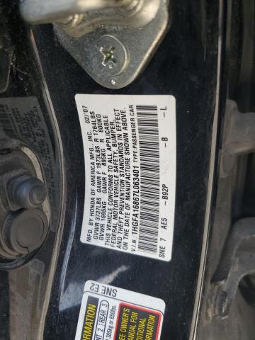 1HGFA16867L063401 - 2007 HONDA CIVIC EX BLACK photo 12