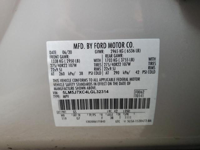 5LM5J7XC4LGL32314 - 2020 LINCOLN AVIATOR RESERVE Brązowy zdjęcie 14