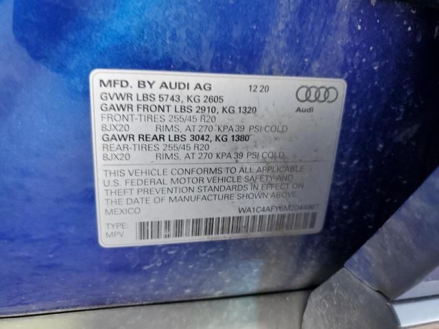 WA1C4AFY6M2044867 - 2021 AUDI SQ5 PRESTIGE BLUE photo 13