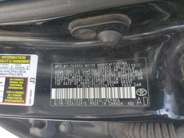 2T1BU4EE0DC028711 - 2013 TOYOTA COROLLA BASE BLACK photo 13