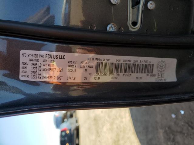 1C4PJMCX8KD187799 - 2019 JEEP CHEROKEE LATITUDE ნაცრისფერი ფოტო 13