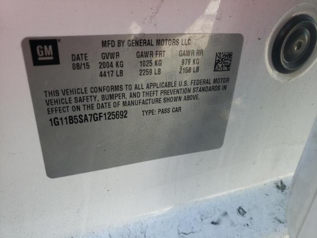 1G11B5SA7GF125692 - 2016 CHEVROLET MALIBU LIM LS WHITE photo 12