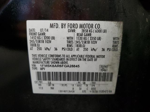 1FM5K8AR6FGA28845 - 2015 FORD EXPLORER POLICE INTERCEPTOR BLACK photo 12