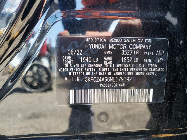 3KPC24A66NE179192 - 2022 HYUNDAI ACCENT SE BLACK photo 12