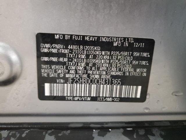 JF2SHBDC0CH431365 - 2012 SUBARU FORESTER 2.5X PREMIUM SILVER photo 13