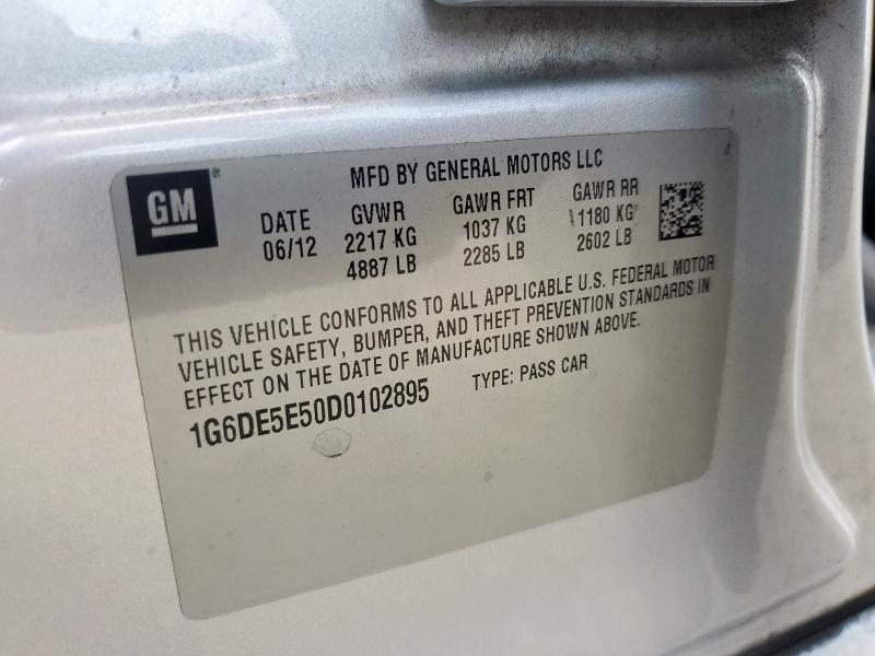 1G6DE5E50D0102895 - 2013 CADILLAC CTS LUXURY COLLECTION ვერცხლისფერი ფოტო 12