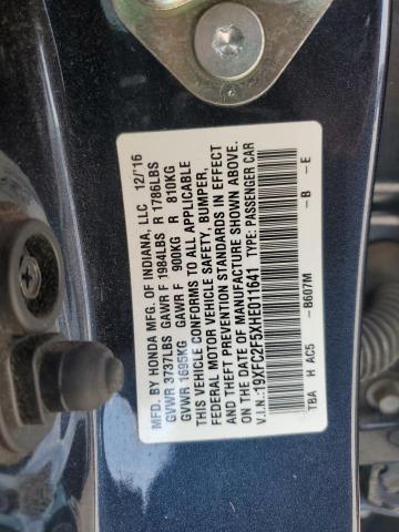 19XFC2F5XHE011641 - 2017 HONDA CIVIC LX BLUE photo 13