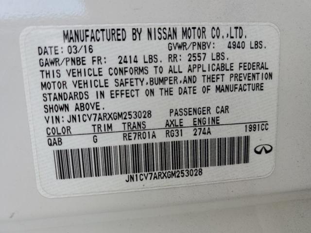 JN1CV7ARXGM253028 - 2016 INFINITI Q50 BASE WHITE photo 12