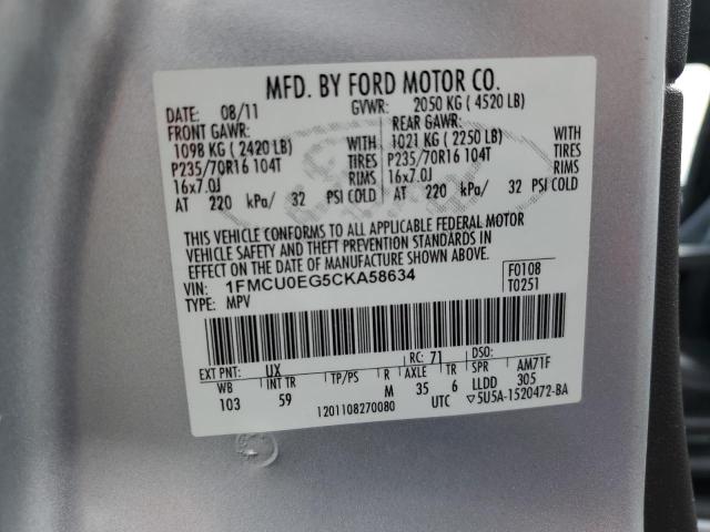 1FMCU0EG5CKA58634 - 2012 FORD ESCAPE LIMITED Gümüş foto 14