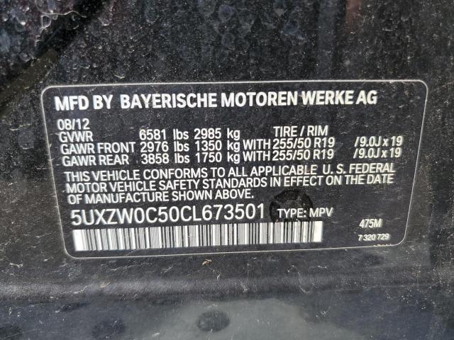 5UXZW0C50CL673501 - 2012 BMW X5 XDRIVE35D BLACK photo 12