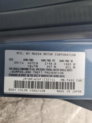 JM1BM1W3XF1232144 - 2015 MAZDA 3 GRAND TOURING 蓝色 照片 12