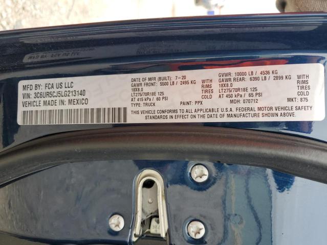 3C6UR5CJ5LG213140 - 2020 RAM 2500 TRADESMAN ლურჯი ფოტო 12