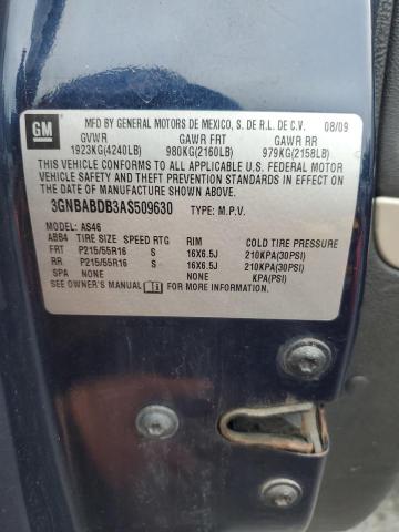 3GNBABDB3AS509630 - 2010 CHEVROLET HHR LT Bleu photo 12