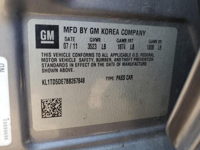 KL1TD5DE7BB267848 - 2011 CHEVROLET AVEO LS 银色 照片 13