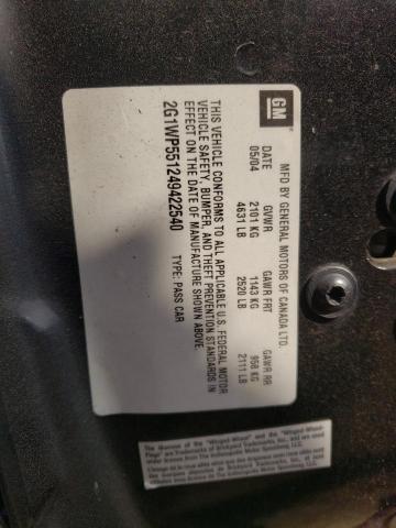 2G1WP551249422540 - 2004 CHEVROLET IMPALA SS BLACK photo 12