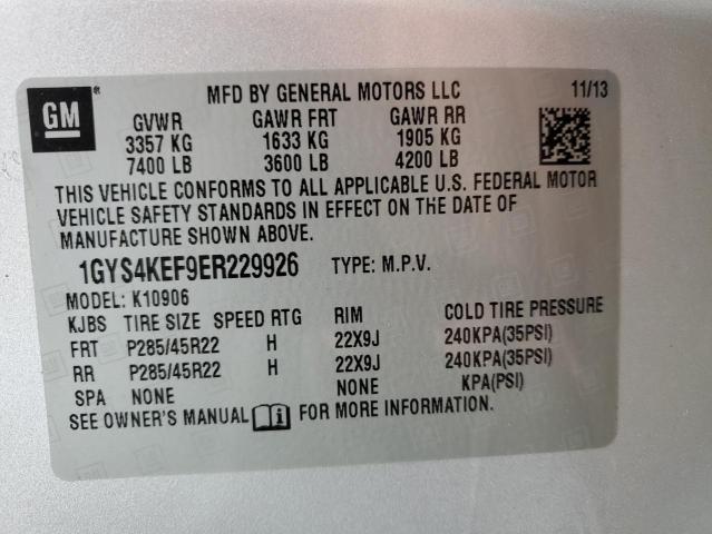 1GYS4KEF9ER229926 - 2014 CADILLAC ESCALADE ESV PLATINUM ვერცხლისფერი ფოტო 13