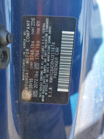 KMHTC6AD8HU311474 - 2017 HYUNDAI VELOSTER BLUE photo 12