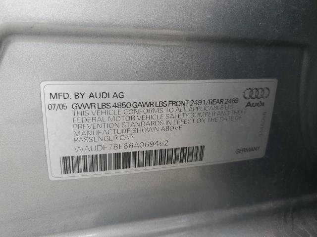 WAUDF78E66A069462 - 2006 AUDI A4 2.0T QUATTRO GRAY photo 12