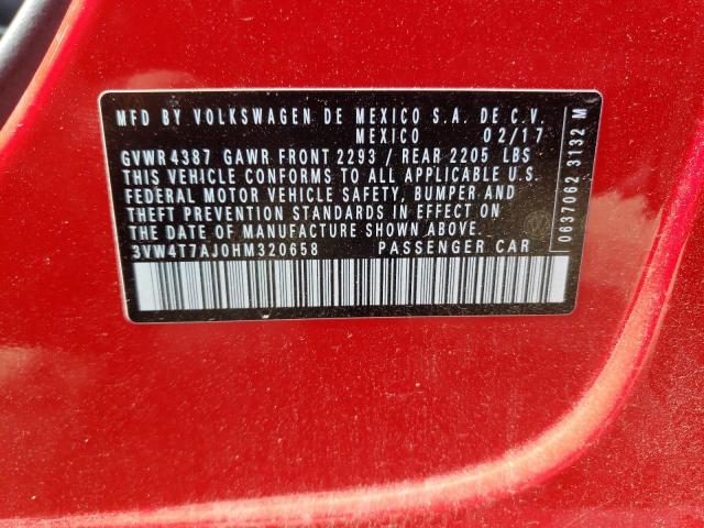 3VW4T7AJ0HM320658 - 2017 VOLKSWAGEN JETTA GLI RED photo 12