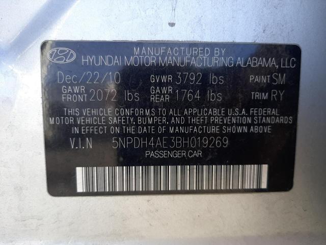 5NPDH4AE3BH019269 - 2011 HYUNDAI ELANTRA GLS SILVER photo 13