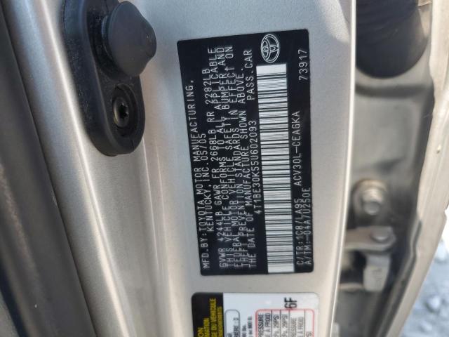 4T1BE30K55U602093 - 2005 TOYOTA CAMRY LE SILVER photo 12