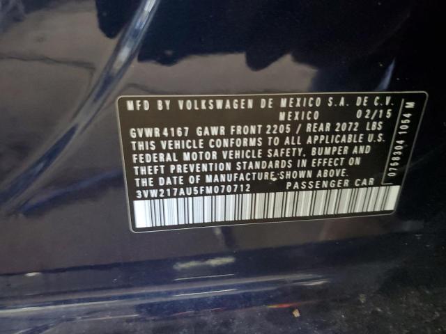 3VW217AU5FM070712 - 2015 VOLKSWAGEN GOLF BLUE photo 14